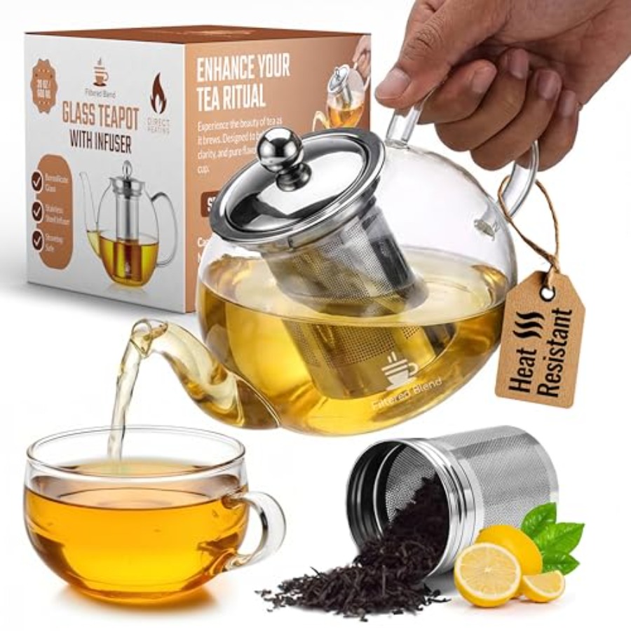 Loose Leaf Tea Infuser - إبريق شاي زجاجي شفاف صغير سعة