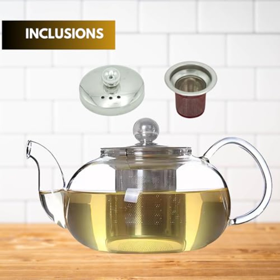 إبريق شاي زجاجي شفاف صغير سعة  - مراجعة Loose Leaf Tea Infuser وسعره