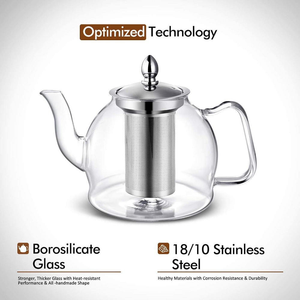 إبريق شاي زجاجي سعة 1000 مل مع - مراجعة Loose Leaf Tea Infuser وسعره