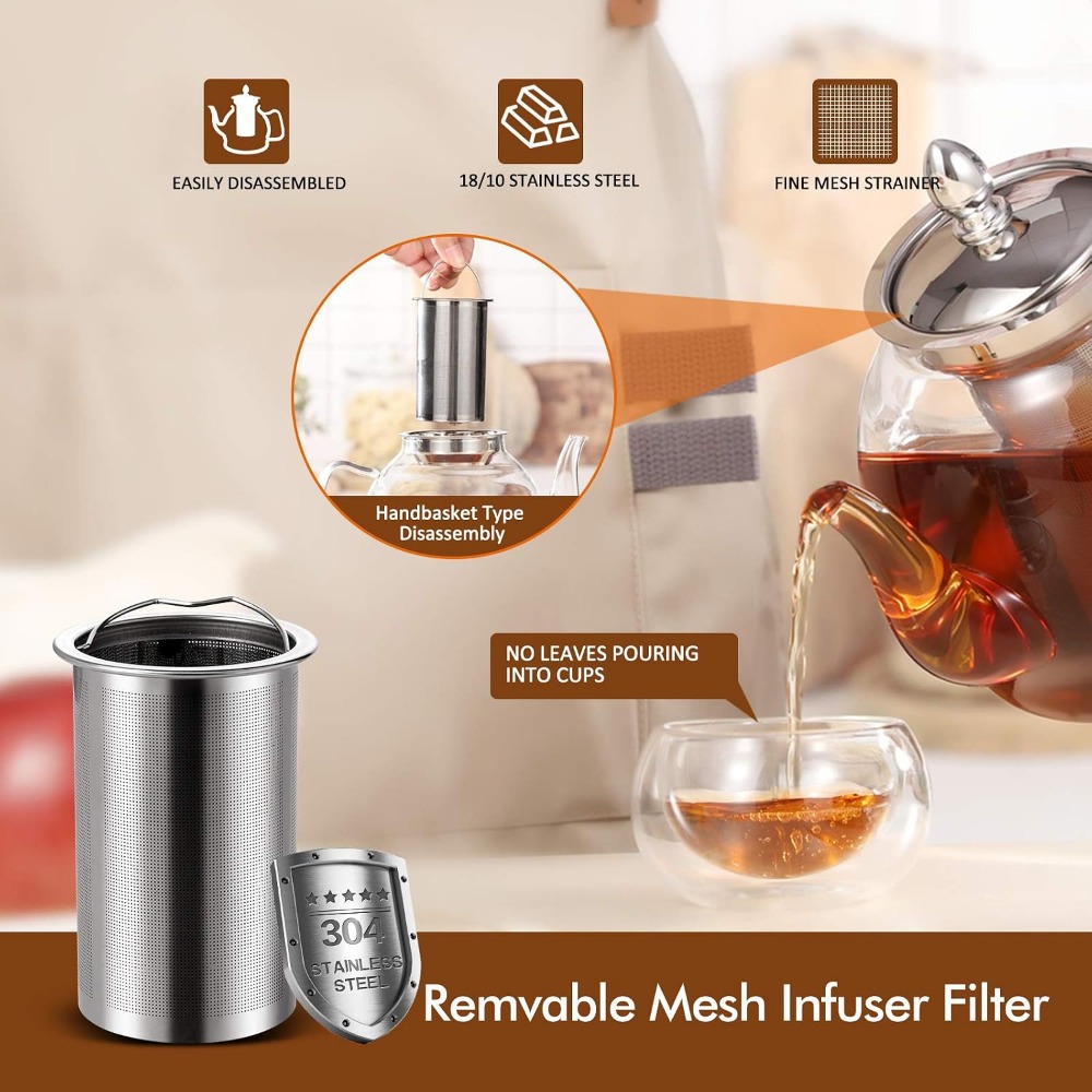 إبريق شاي زجاجي سعة 1000 مل مع - مراجعة Loose Leaf Tea Infuser وسعره